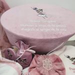 Trusou botez premium fetita cu papadie Melissa cutie ovala cu catifea