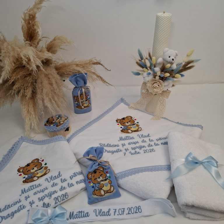 Trusou Botez Premium Ursulet cu Inimioare