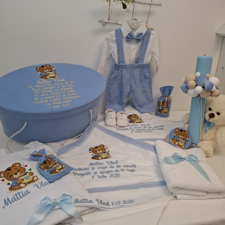 Trusou Premium Ursulet cu Inimioare si Lumanare cu din Ceara Fagure
